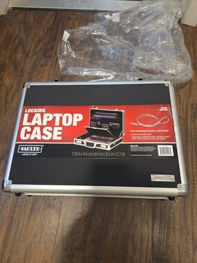 Vaultz Locking Laptop Case - Black with Silver Trim